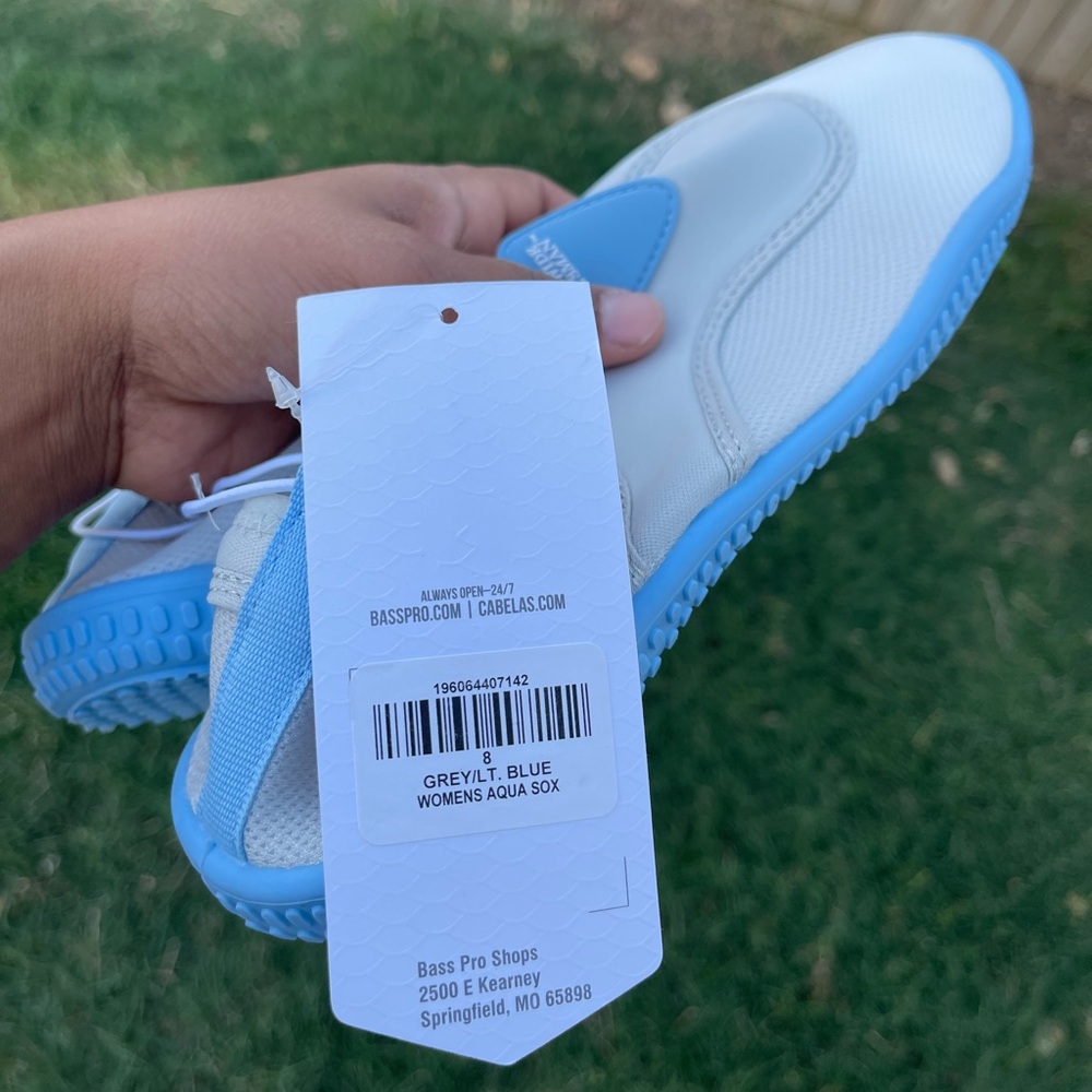 World Wide Sportsman Aqua Sox Slip-On Water Shoes for Women Size 8 Grey/Blue - Picture 3 of 6